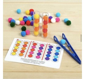 Развивающий набор «Цветные бомбошки: сложи по образцу по методике Монтессори», IQ-zabiaka, арт. 4316488