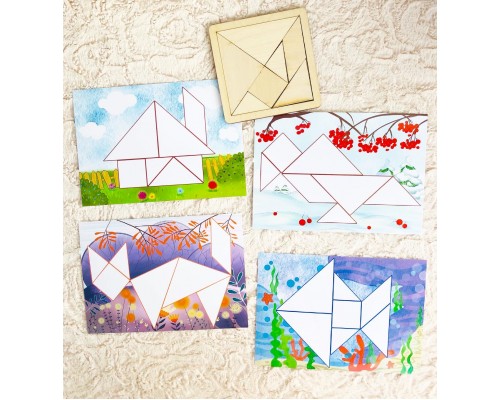 Головоломка Танграм с набором карточек «Кроха»