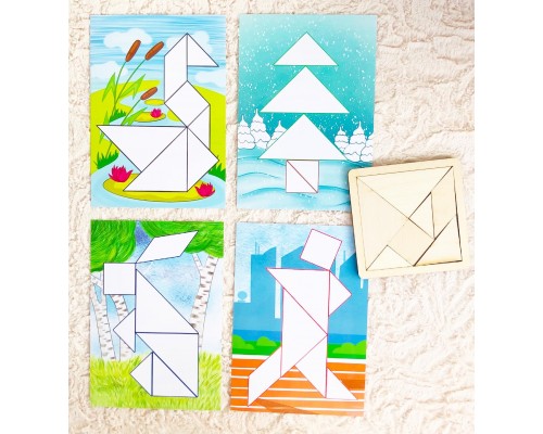 Головоломка Танграм с набором карточек «Кроха»