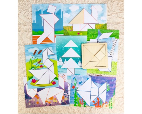 Головоломка Танграм с набором карточек «Кроха»