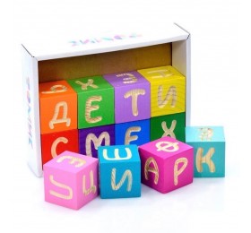Кубики деревянные «Весёлая Азбука», 12 штук, ТОМИК, арт. 1111-4