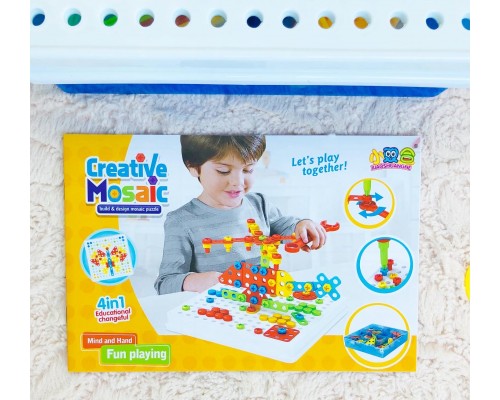 Конструктор 3D мозаика с шуруповертом 6 в 1 «Creative double sided box» 261 деталь + 6 картинок