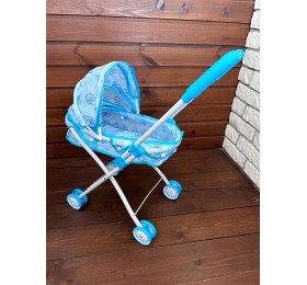 Детская коляска для кукол "Люлька" складная, голубая, арт. 2023-36