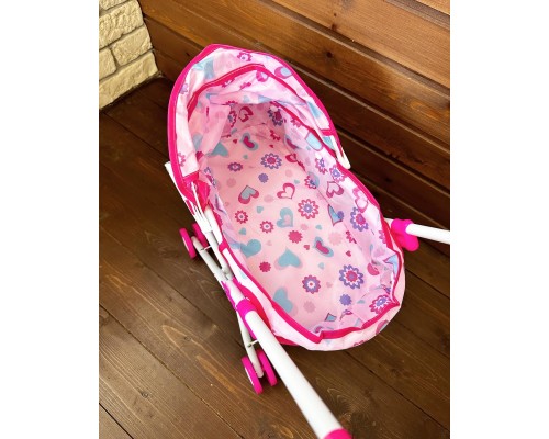 Детская коляска для кукол "Люлька" складная, ярко-розовая, арт. 2023-35