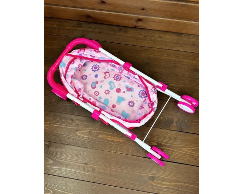 Детская коляска для кукол "Люлька" складная, ярко-розовая, арт. 2023-35