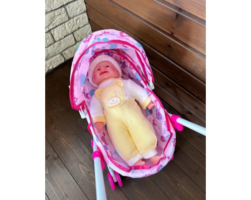 Детская коляска для кукол "Люлька" складная, ярко-розовая, арт. 2023-35