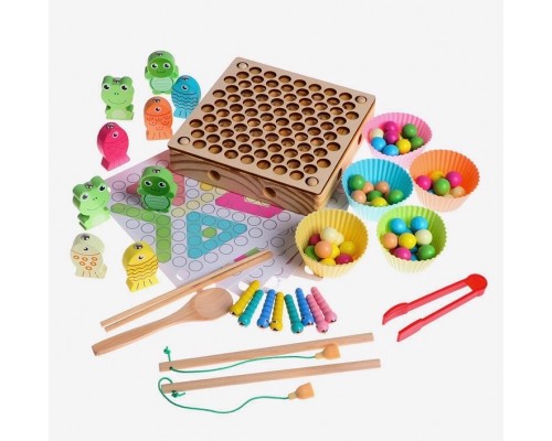 Развивающий набор 4 в 1 (червячки, магнитная рыбалка, сортер, мозаика) "Волшебство", арт. 6937245