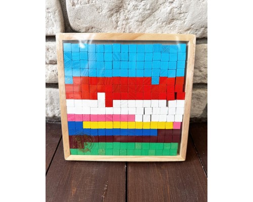 Деревянная пиксельная мозаика "Цветные кубики", арт. 4475171