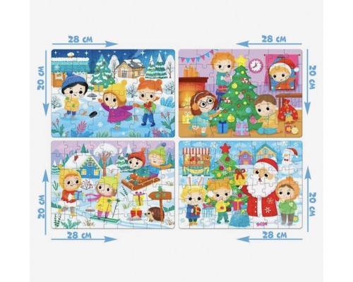 Пазлы набор 4 в 1 "Новогодние развлечения" 24, 35, 54, 60 элементов, арт. 6771637