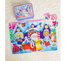 Пазл "Домик Дедушки Мороза" 54 детали в металлической коробке, SIMA-LAND, арт. 4868655