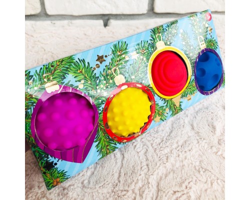 Набор развивающих тактильных мячиков "Ёлка с игрушками", 4 штуки, Крошка Я, арт. 4916696