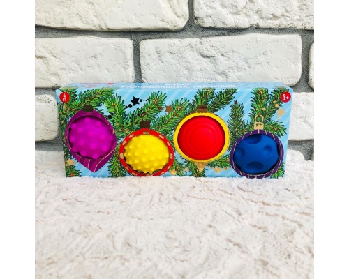 Набор развивающих тактильных мячиков "Ёлка с игрушками", 4 штуки, Крошка Я, арт. 4916696