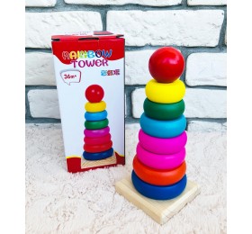 Пирамидка деревянная на 7 колец (20 см)