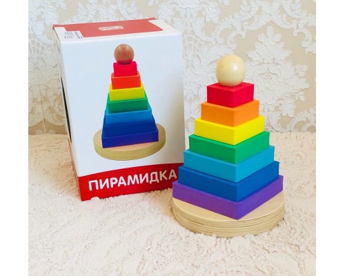 Пирамидка "Радуга" 7 мягких квадратиков (19 см), арт. РДИ-Д1039а