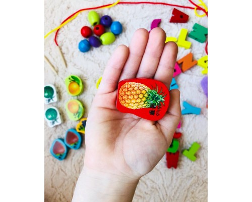 Шнуровка «Сердце» (фрукты, английский алфавит) 55 бусин