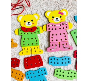 Деревянная шнуровка "Одень мишек", арт. 123