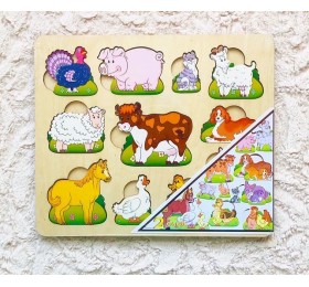 Пазл-рамка вкладыши «Чей малыш?» домашние животные развивающая доска, Нескучные игры, арт. 8090