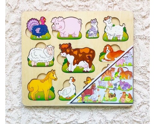 Пазл-рамка вкладыши «Чей малыш?» домашние животные развивающая доска, Нескучные игры, арт. 8090