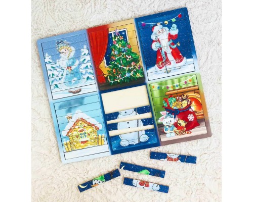 Новогодние пазлы из палочек