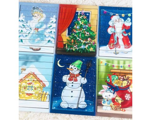 Новогодние пазлы из палочек