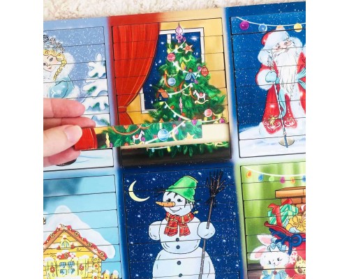 Новогодние пазлы из палочек