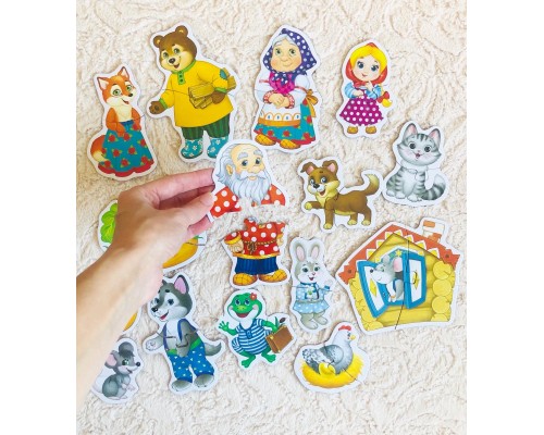 Maxi пазлы "Любимые герои сказок" 15 штук в металлической коробке, SIMA-LAND, арт. 5800954