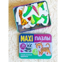 Макси пазлы "Такие разные зверята" 29 деталей в металлической коробке, SIMA-LAND, арт. 5800952