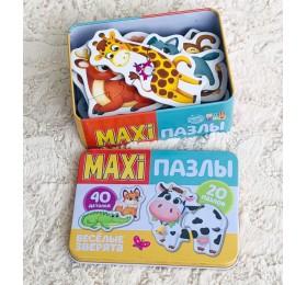 Maxi пазлы "Веселые зверята" 20 штук в металлической коробке, SIMA-LAND, арт. 4868651