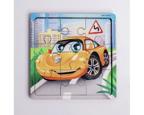 Пазл в рамке «Машина» с рисунком на основе, 9 деталей, Smile Decor, арт. 4930532