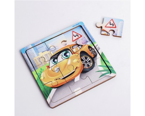 Пазл в рамке «Машина» с рисунком на основе, 9 деталей, Smile Decor, арт. 4930532