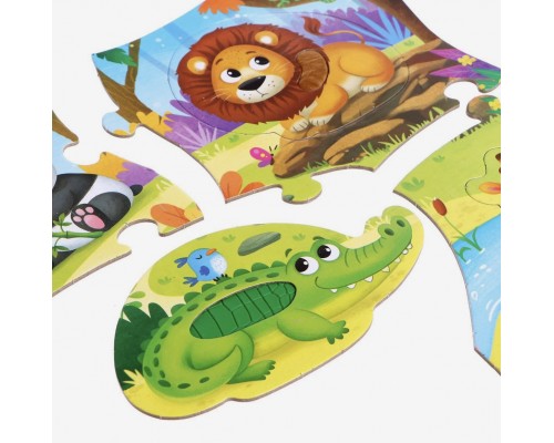 Пазл с тактильными вставками "Зверята джунглей" 13 деталей, Puzzle Time, арт. 4674428
