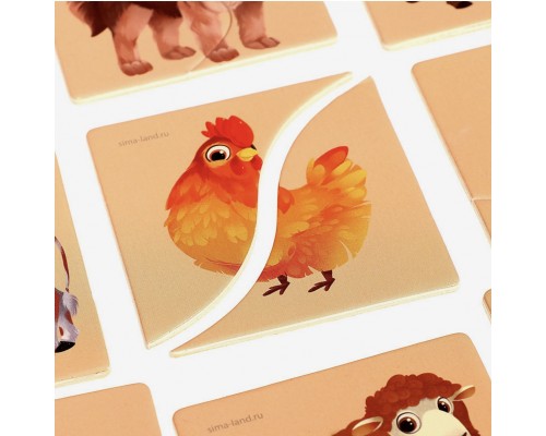 Картинки-половинки Домашние животные Разрезные картинки 10 штук