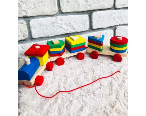 Геометрическая пирамидка поезд, арт.2023-7