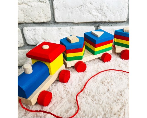 Геометрическая пирамидка поезд, арт.2023-7