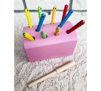 Магнитная рыбалка сундучок «Червяки» (розовый)